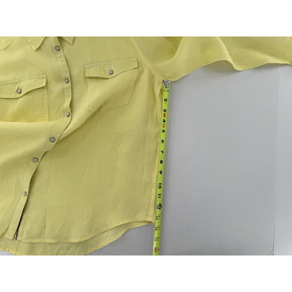 Sundance Pearl Snap Shirt Size M 100% Linen Yellow Western Rodeo Cowgirl​​ - Picture 14 of 14